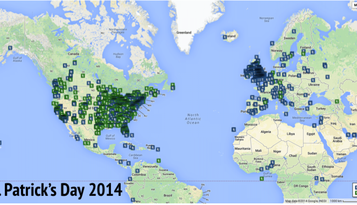 Location of Green Beer and Irish Stout Tweets during St. Patrick's Day 2014 Location of Green Beer and Irish Stout Tweets during St. Patrick's Day 2014